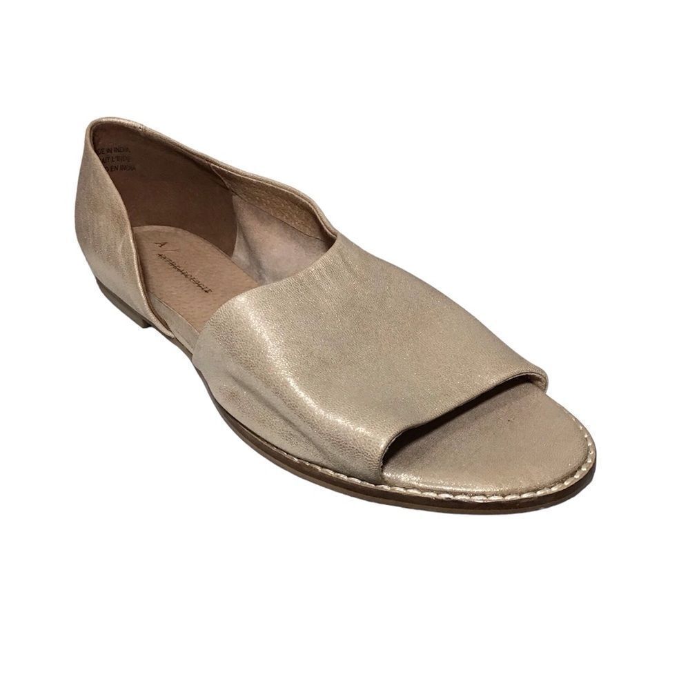 Anthropologie Gold Metallic Leather Souvenir Flat D’Orsay Size 10